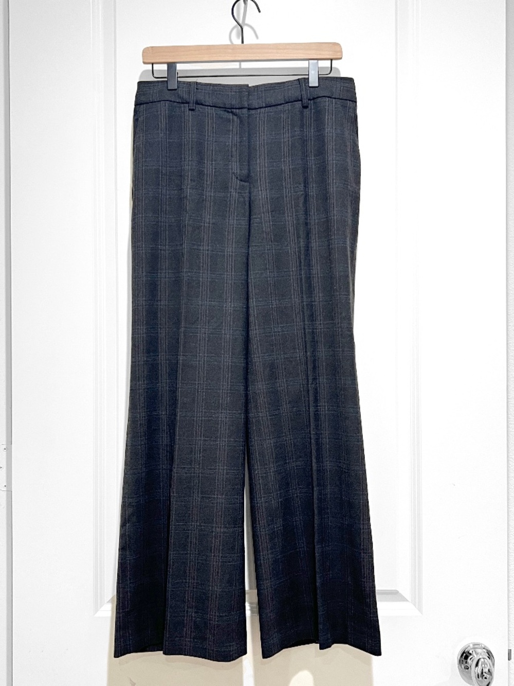 Saks Fifth Avenue Womens Wool Blend Madison Fit Trouser Pant 8 plaid preppy
